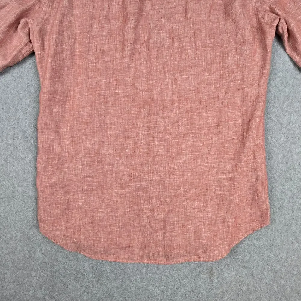 J.Crew Small Red Baird McNutt 100% Irish Linen Long Sleeve Button Down Shirt